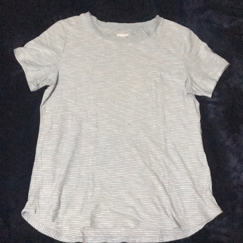 light blue and white striped t-shirt